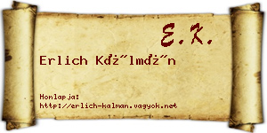 Erlich Kálmán névjegykártya