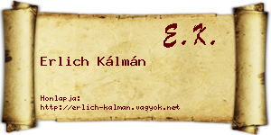 Erlich Kálmán névjegykártya